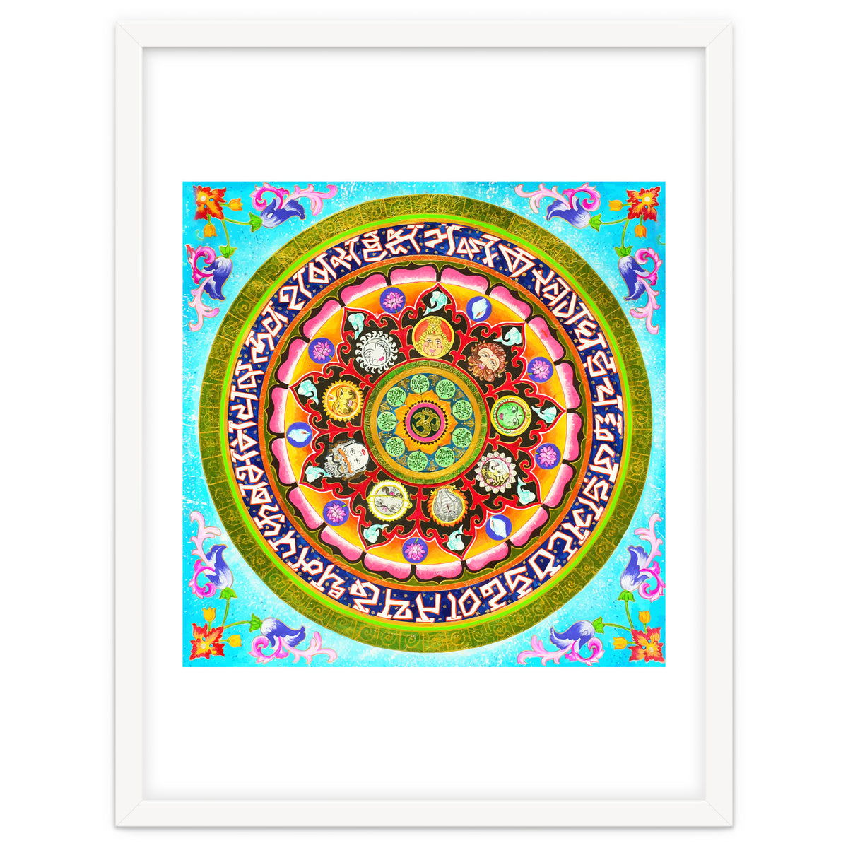 Chakra Mandala, Ayurveda Yoga Aum, Eclectic Colorful Bohemian Sun Sign Moon Sign Zodiac Astrology