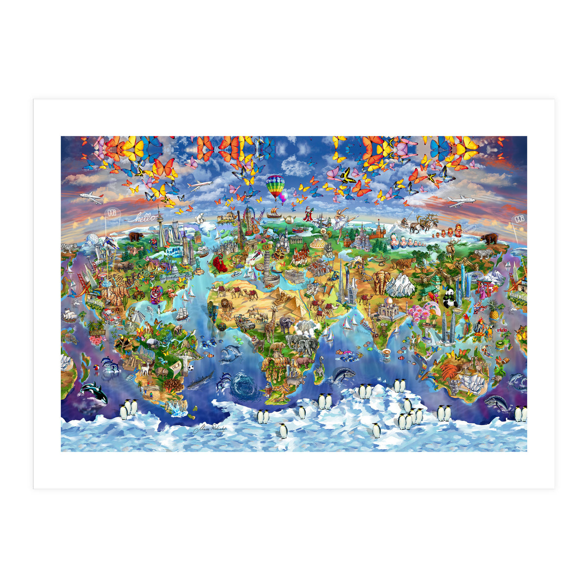 World Wonders Illustrated Map (Print Only)