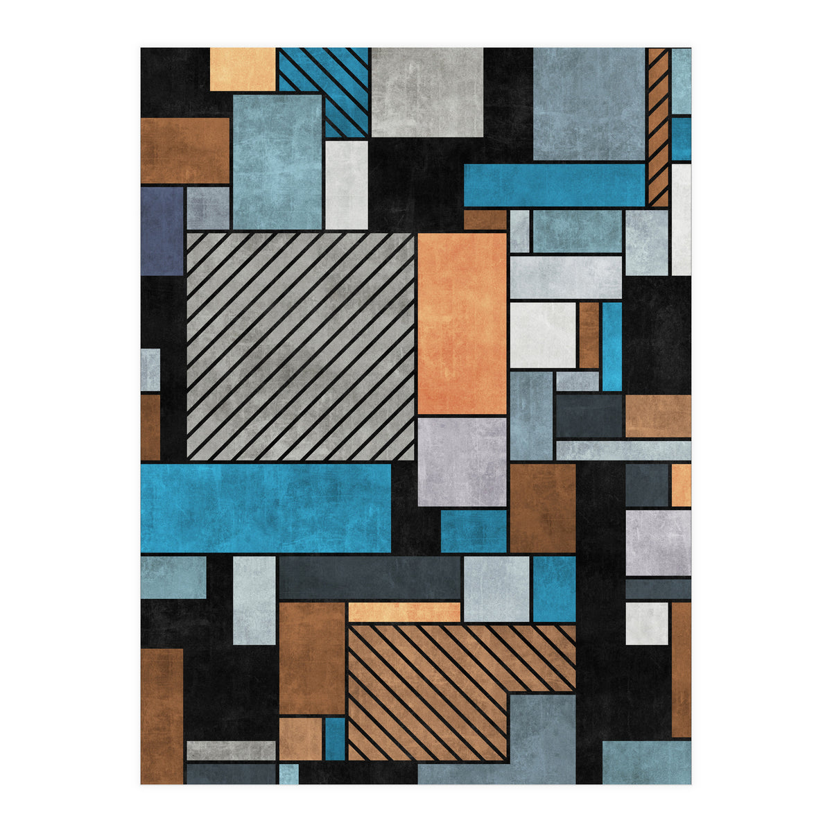Random Concrete Pattern - Blue, Grey, Brown (Print Only)