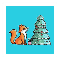 Cute Fox Christmas Tree (Print Only)