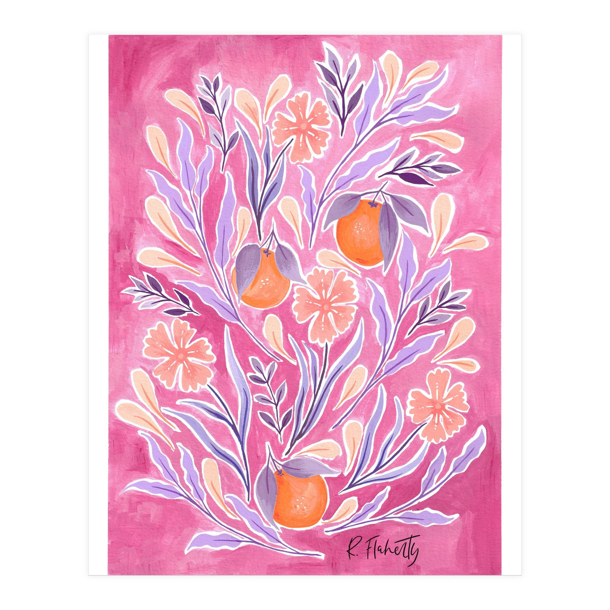 Wild Orange Floral | Pink & Purple (Print Only)