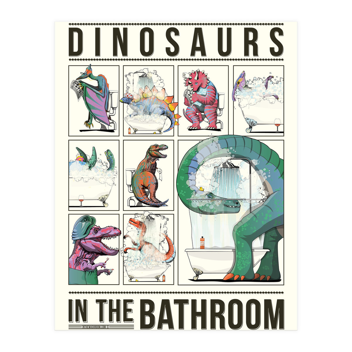 Dinosaurs in the Bathroom, Funny Toilet Humour (Print Only)