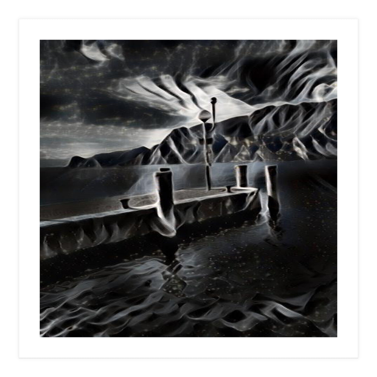 Pier at a smokey night. (Print Only)