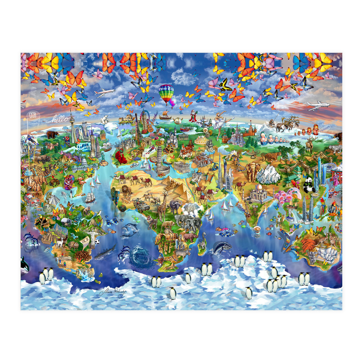 World Wonders Illustrated Map (Print Only)