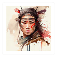 Watercolor Asian Warrior Woman #2 (Print Only)