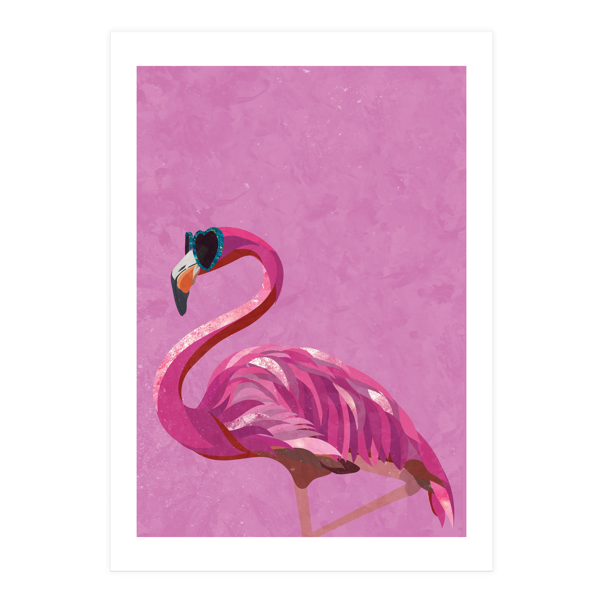 Pink Flamingo Wearing Glasses (Print Only)