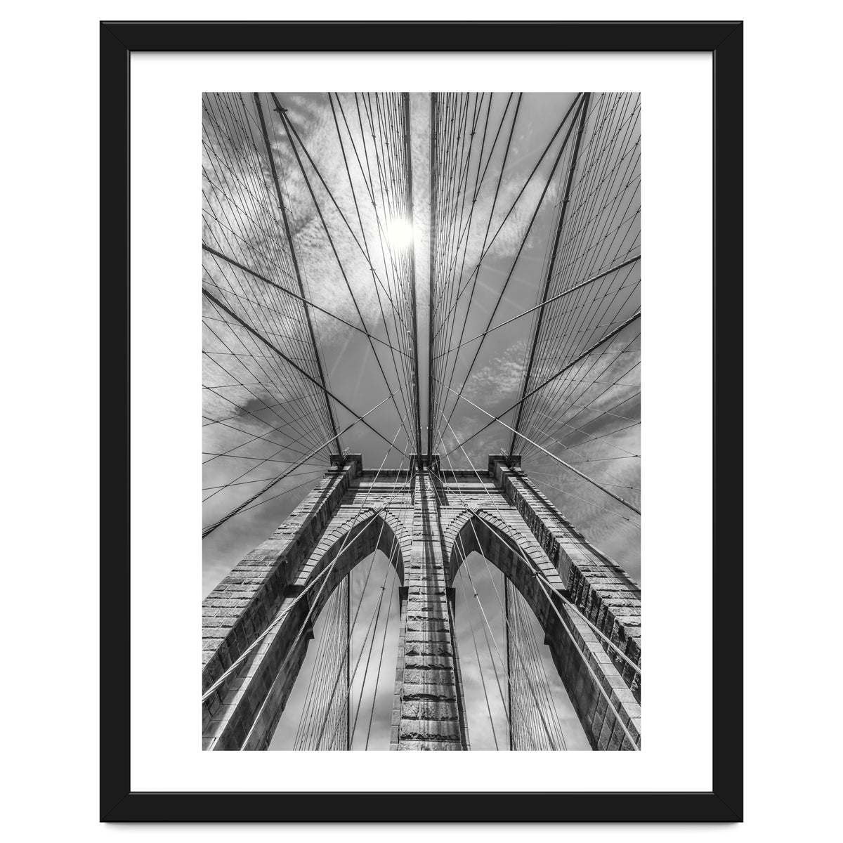 NEW YORK CITY Brooklyn Bridge in Detail | monochrome