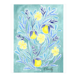 Wild Orange Floral | Lemon & Duck Egg Blue (Print Only) thumbnail