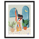 Headstand, Cat Yoga, Active Woman Workout, Eclectic Colorful Pets Terrazzo thumbnail
