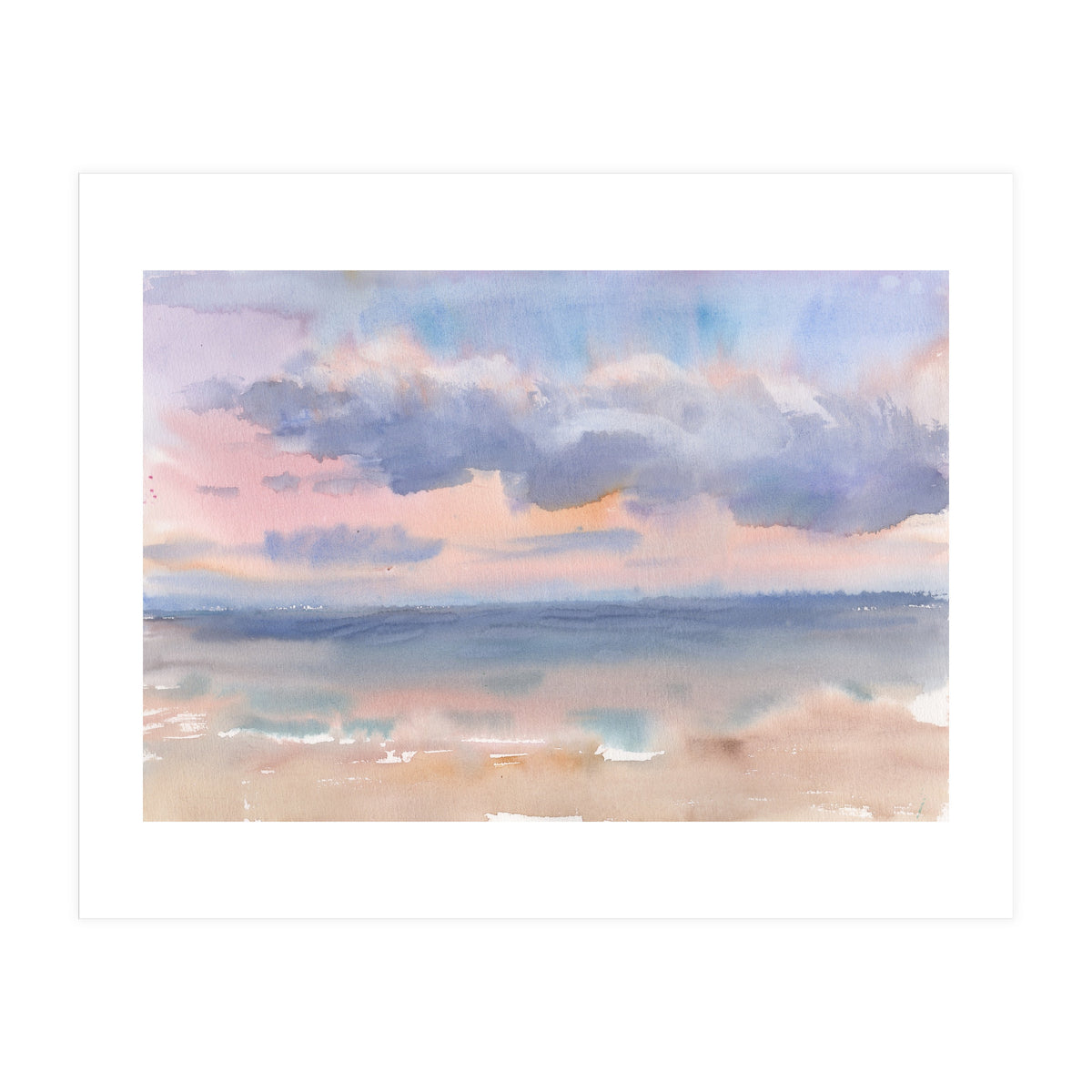Beautiful morning At The Beach. Watercolor (Print Only)