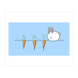 Kawaii Cute Rabbit With Carrots (Print Only) thumbnail