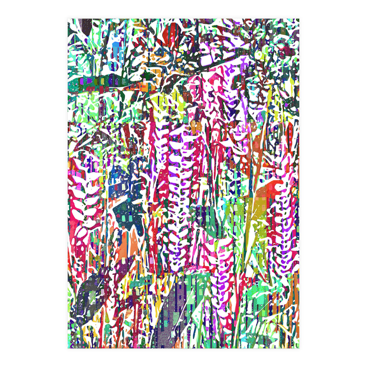 Jungle Mysteries, Colorful Bohemian Rustic Forest, Eclectic Nature Botanical Heliconia Tropical (Print Only)