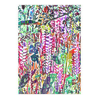 Jungle Mysteries, Colorful Bohemian Rustic Forest, Eclectic Nature Botanical Heliconia Tropical (Print Only)