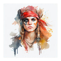 Watercolor Pirate Woman #3 (Print Only)