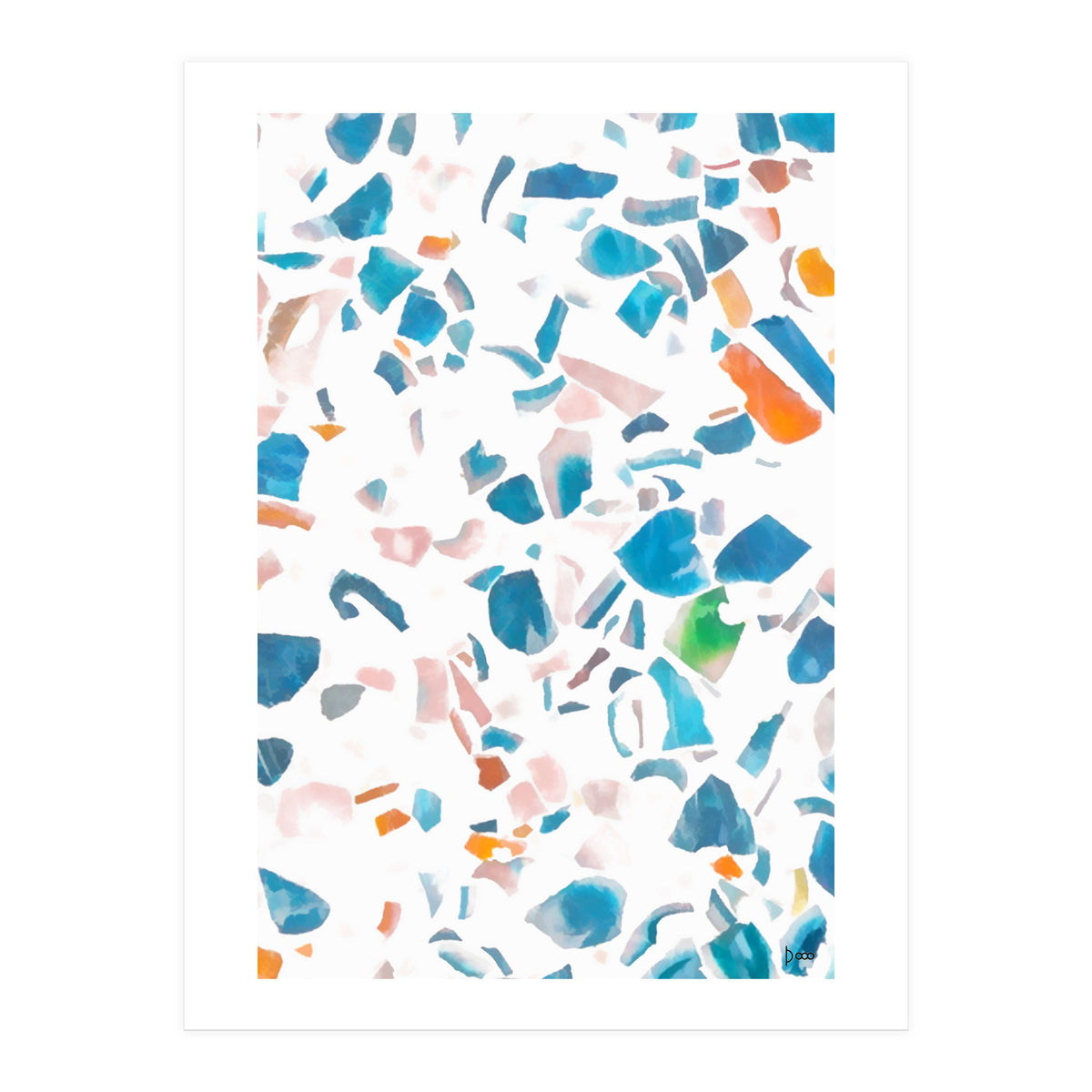 White Blue Terrazzo (Print Only)