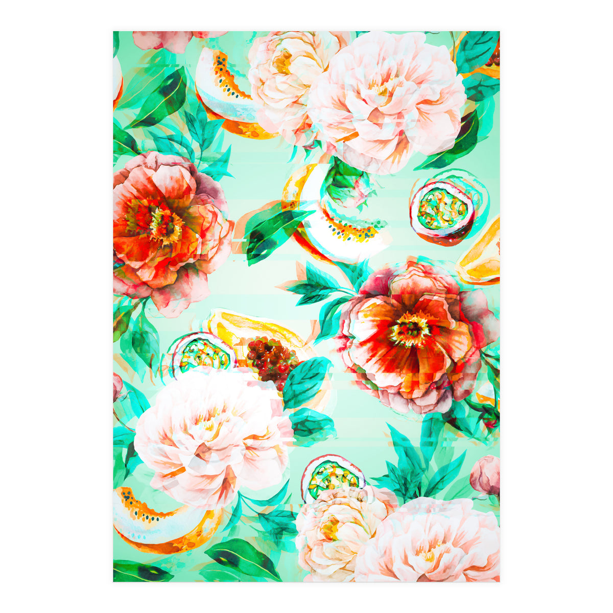 Tropical flowery fruit glitch  (Print Only)