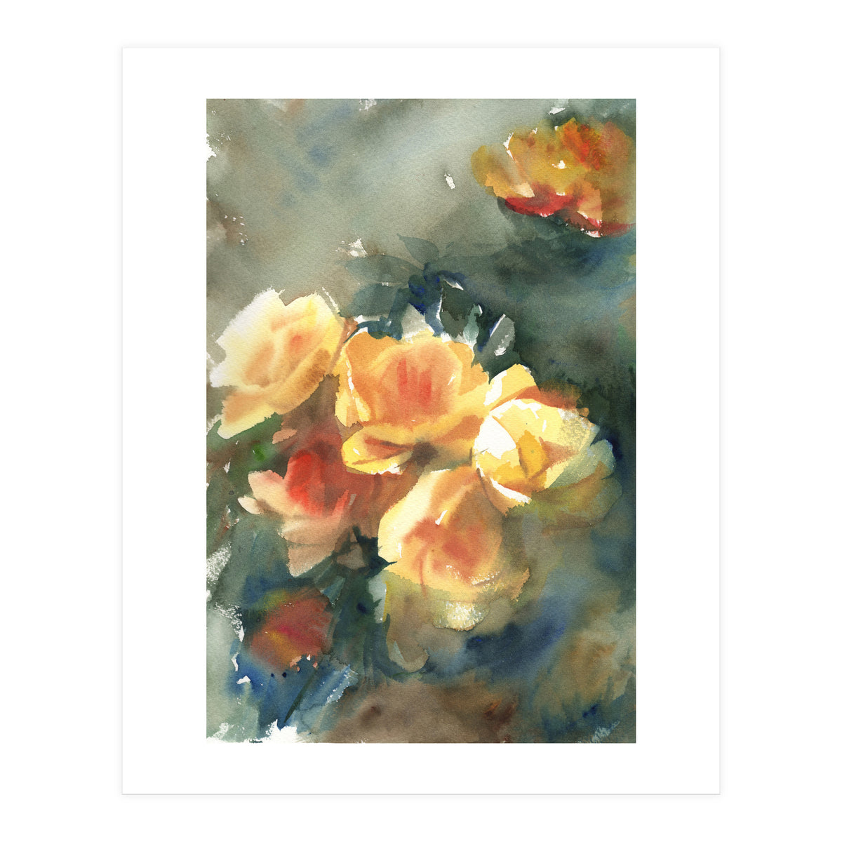 Abstract watercolor flowers (Print Only)