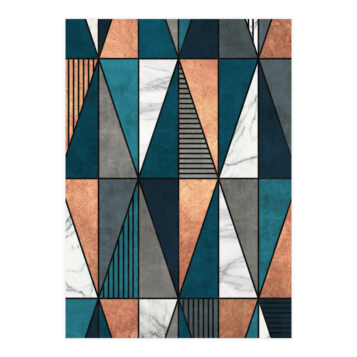 Copper, Marble and Concrete Triangles with Blue (Print Only)