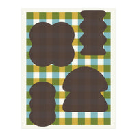 Funky Organic Shapes on a Plaid Background (Print Only)