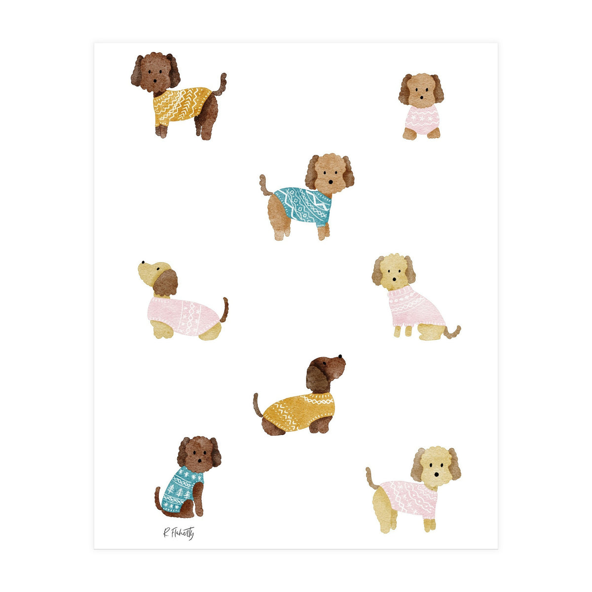 Cockapoo Dogs in Jumpers (Print Only)