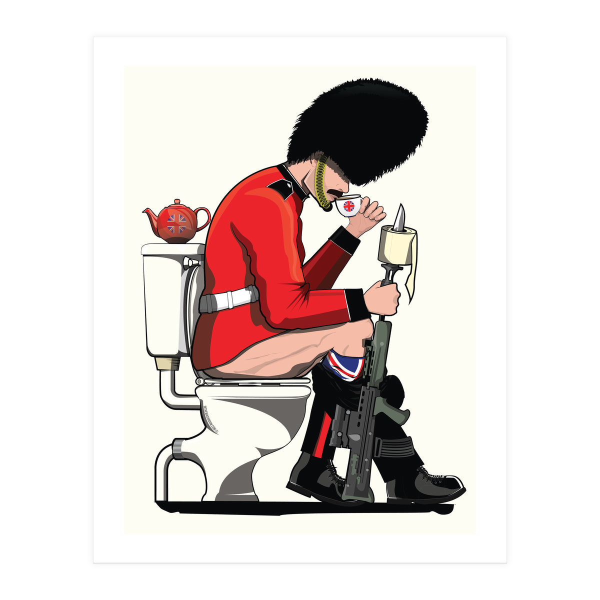 British Army Soldier on the Toilet, funny bathroom humour. (Print Only)