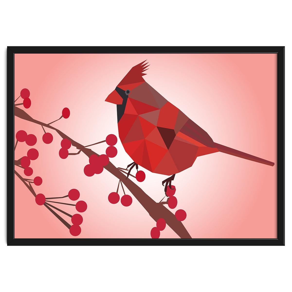 Northern Cardinal Bird Low Poly Art