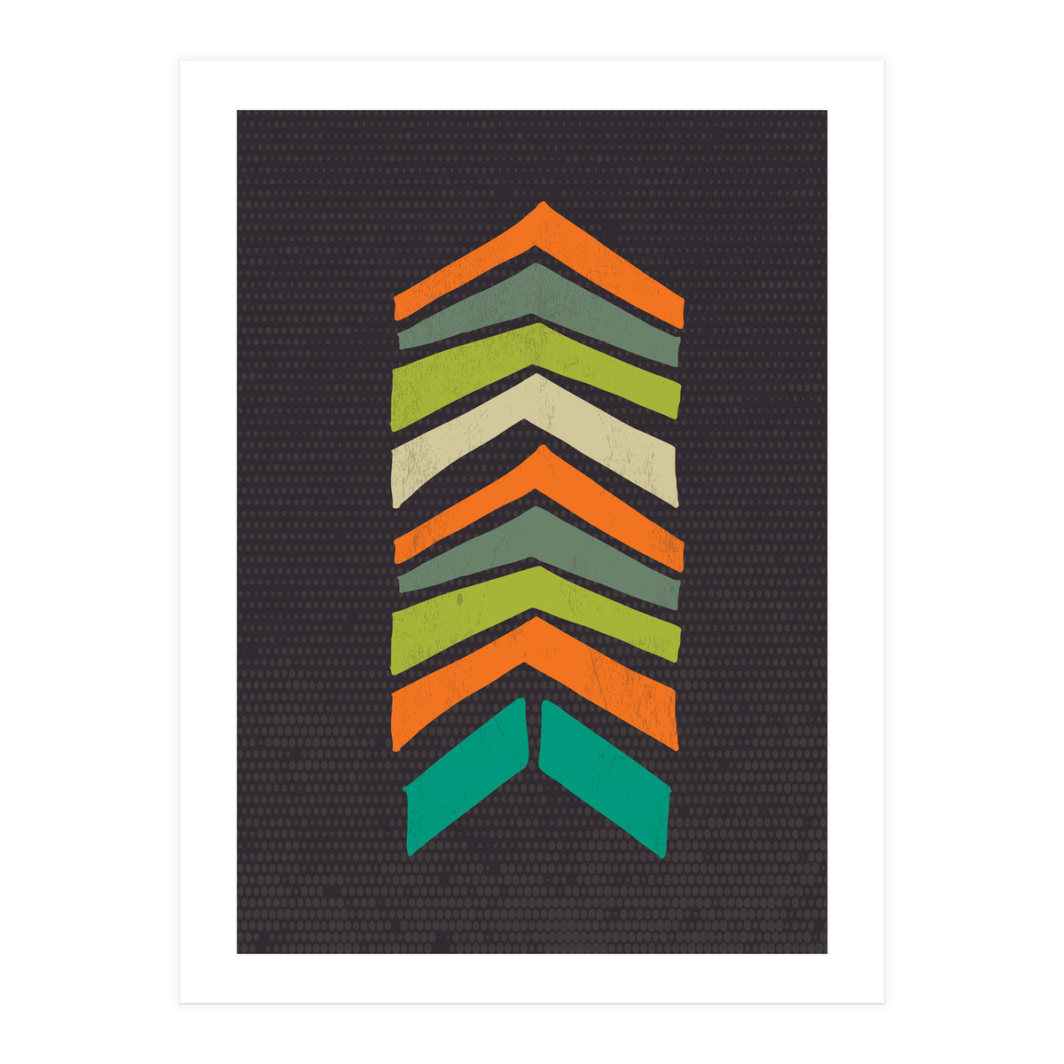 Retro Chevron Print Orange Teal Variation (Print Only)