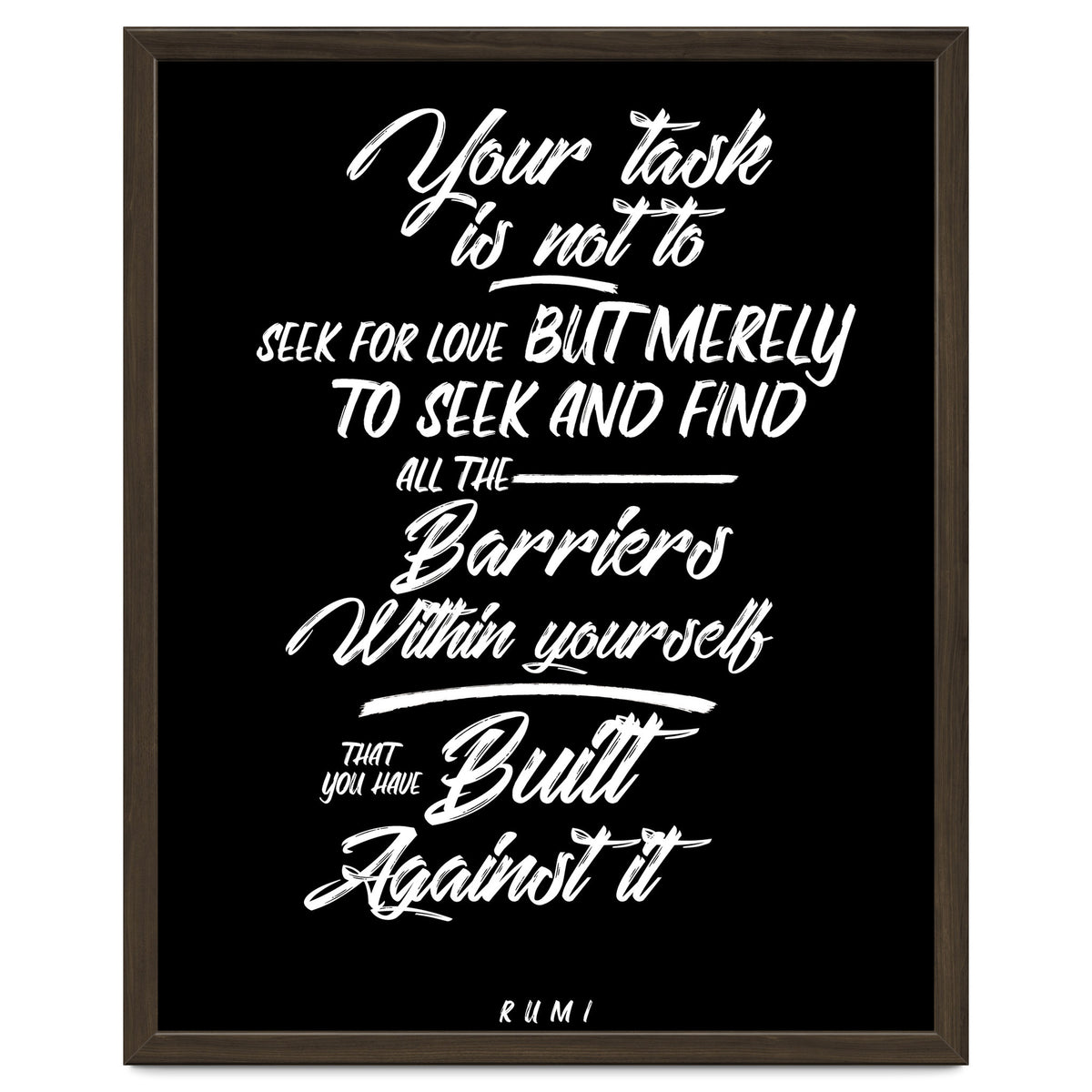 Don't Seek For Love - Rumi Quote Typography