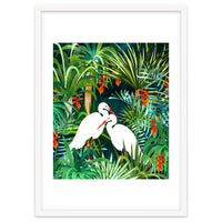 To Me, You're The Perfect Heron, Tropical Jungle Wildlife Animals Birds, Botanical Stork Painting