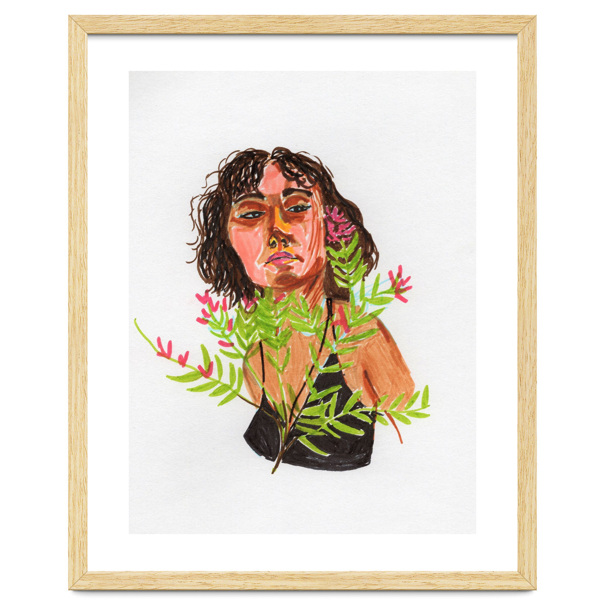 Portrait Lady with Flowers