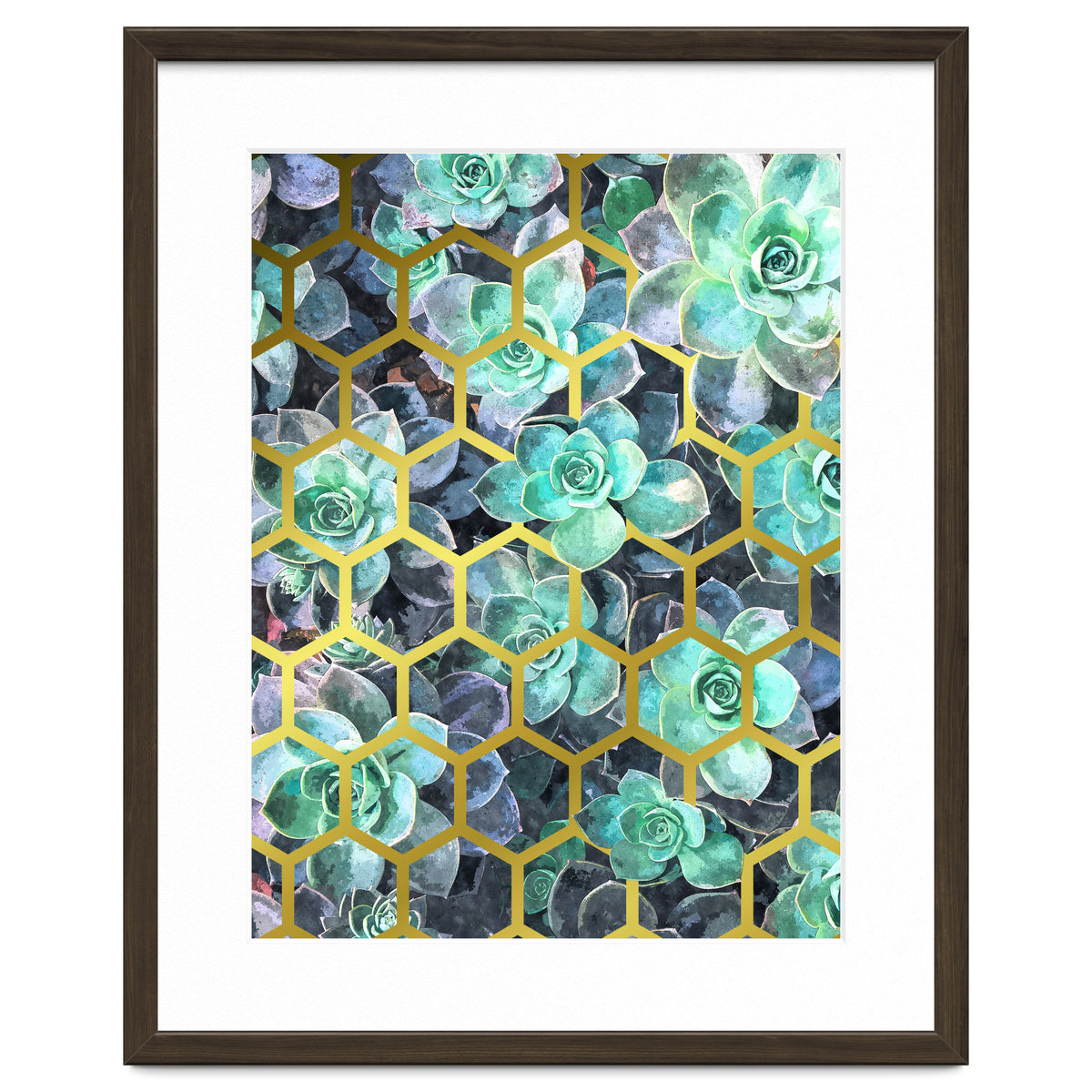 Succulents and Gold Geometric