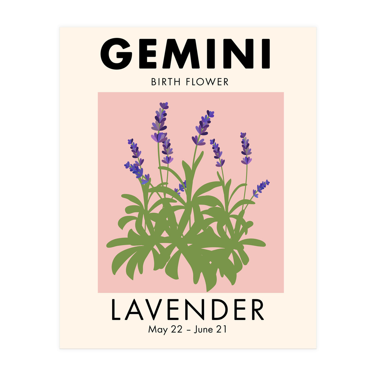 Gemini Birth Flower Lavender (Print Only)