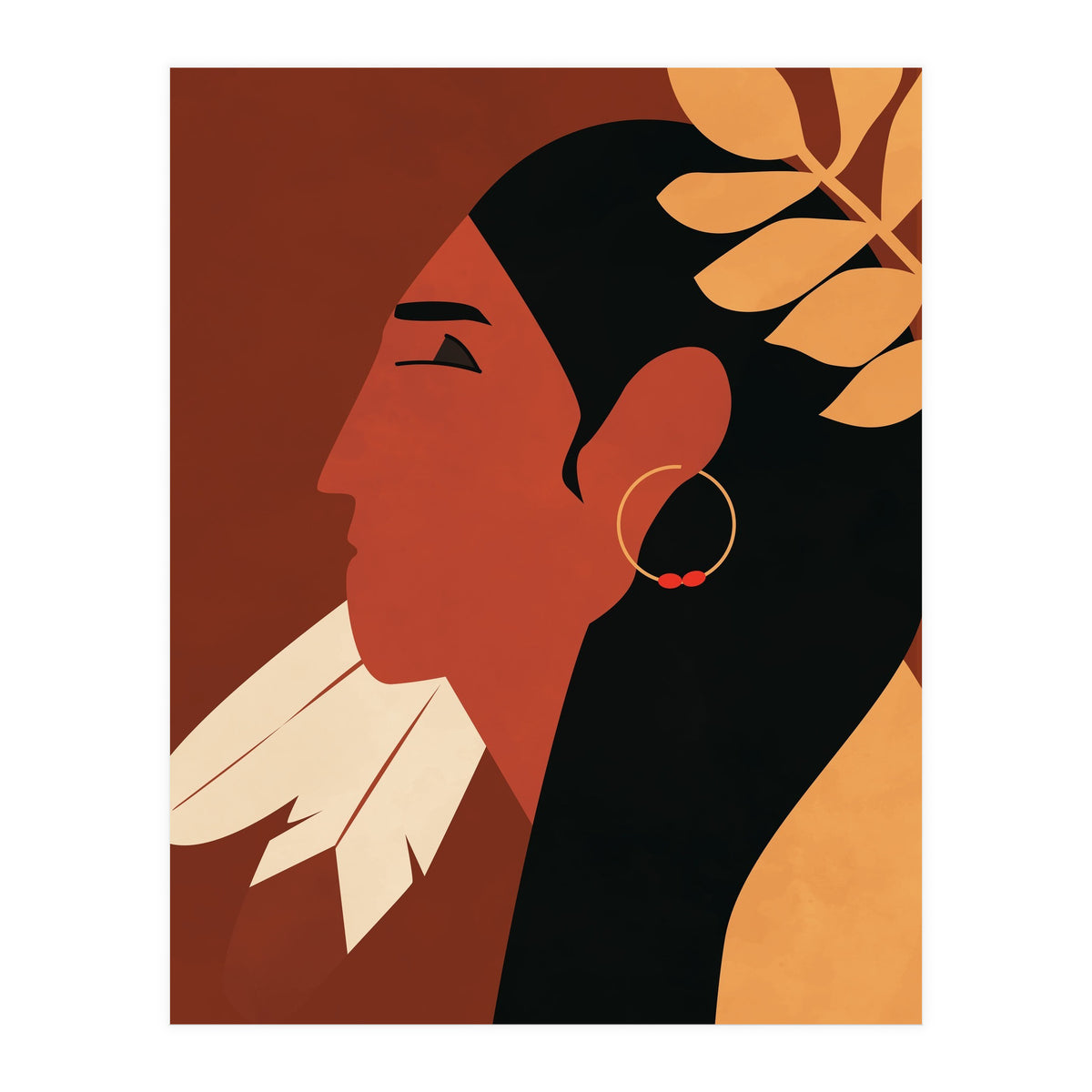 Boho Chic Woman Indian Fashion Print (Print Only)