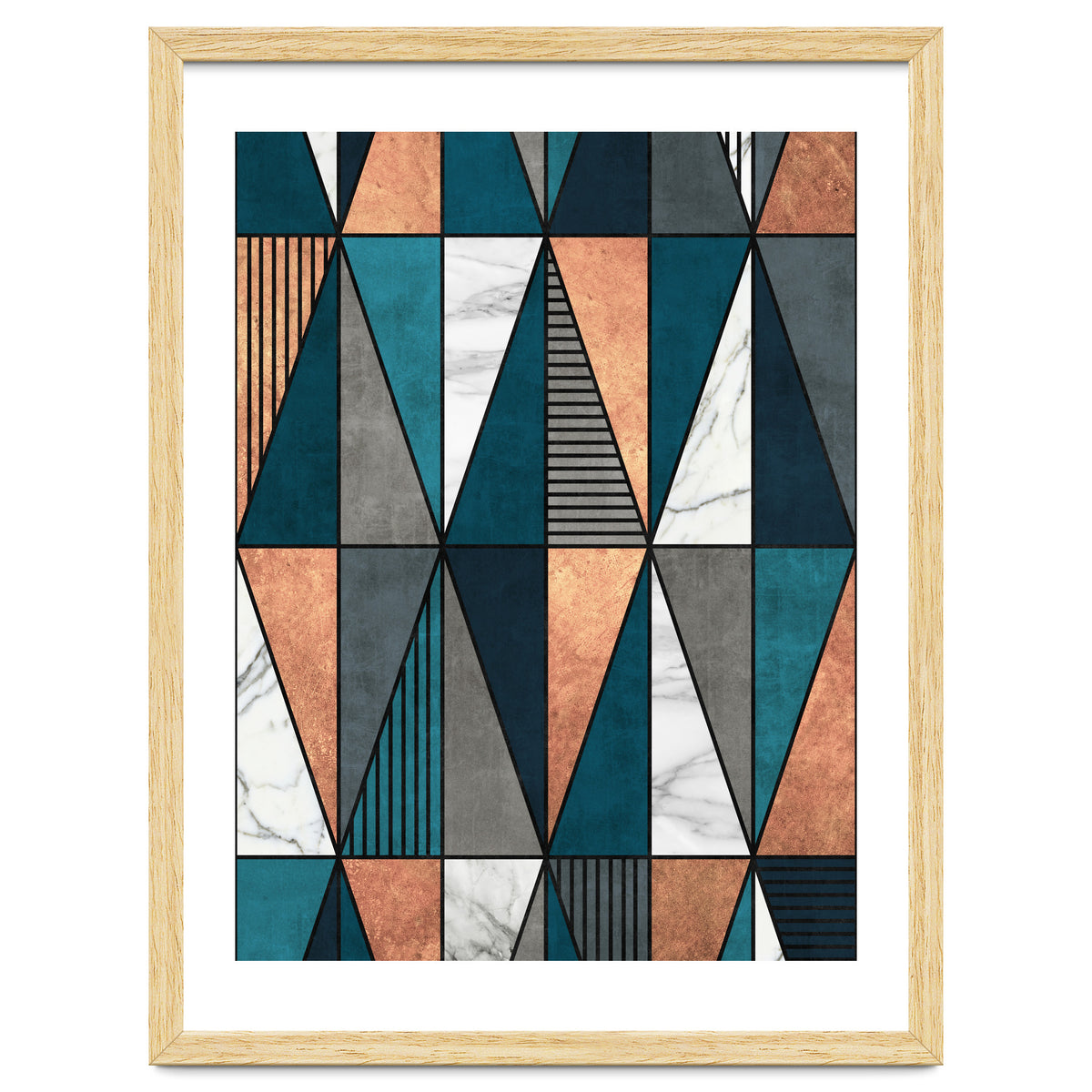 Copper, Marble and Concrete Triangles with Blue