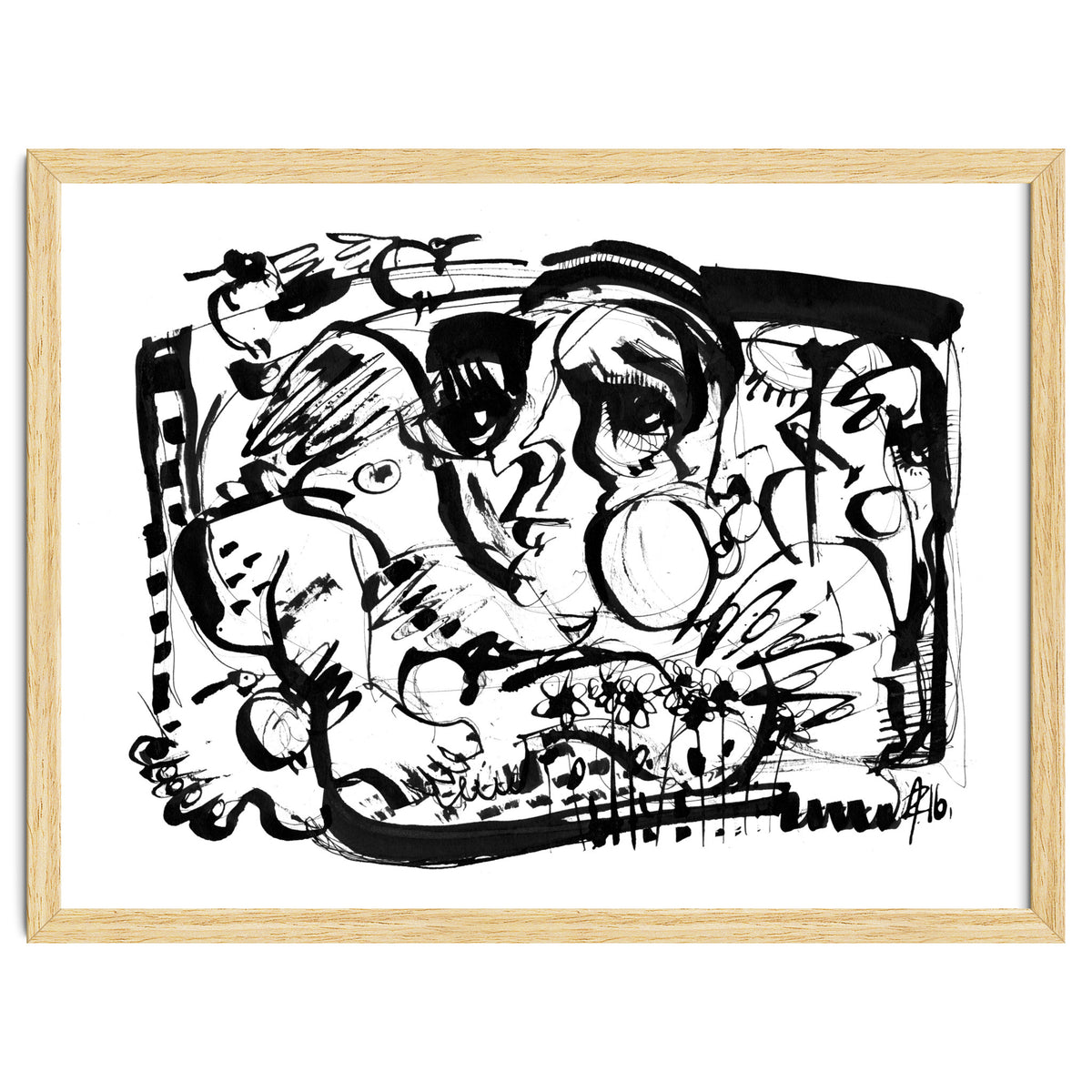 Birds and Flowers - b&w