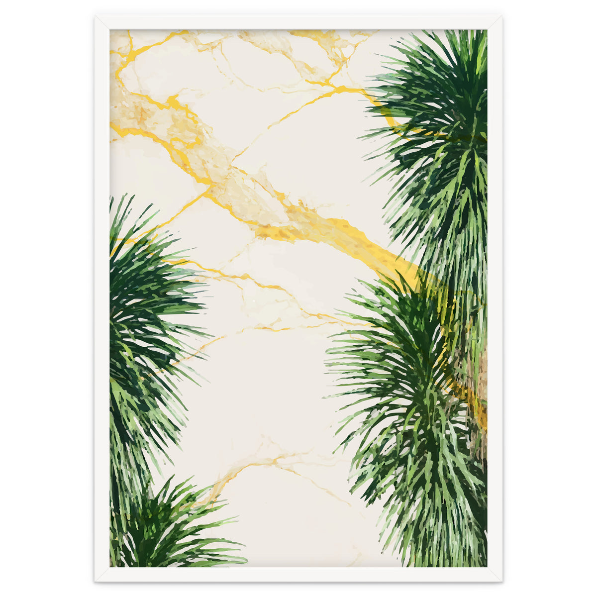 Gold marble texture with palm tree