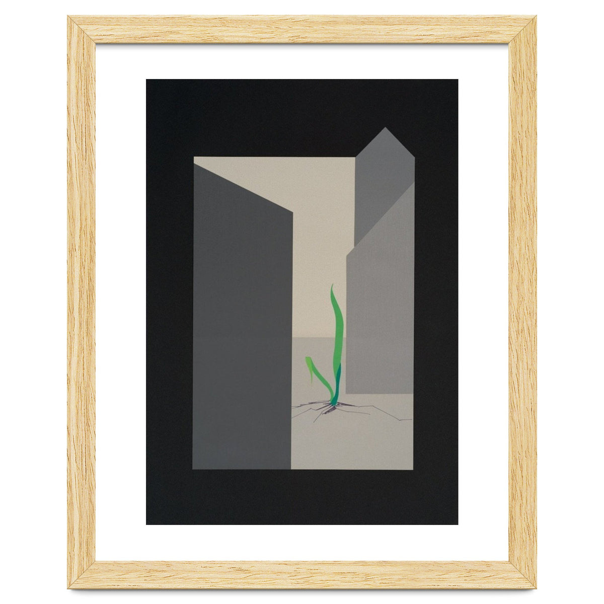 Grass straw in concrete landscape.