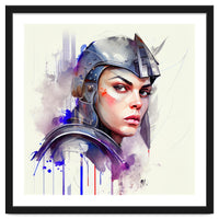 Watercolor Medieval Soldier Woman #3