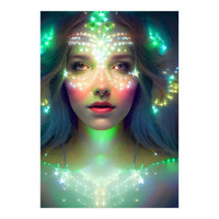 Glowing Green Stars - Goddess of Light Digital Fantasy Artwork (Print Only)