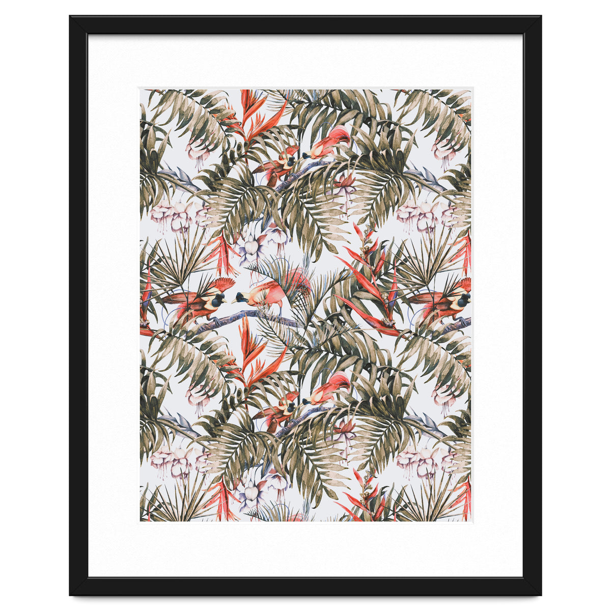 Exotic birds in the jungle paradise