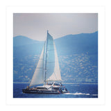 Modern yacht with white sails (Print Only) thumbnail