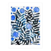 Flowers And Foliage Blue (Print Only)