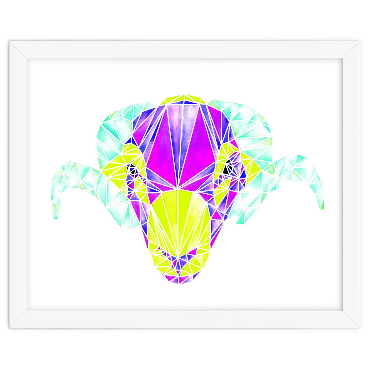 Colourful Geometric Swaledale Sheep Tup with White Lines