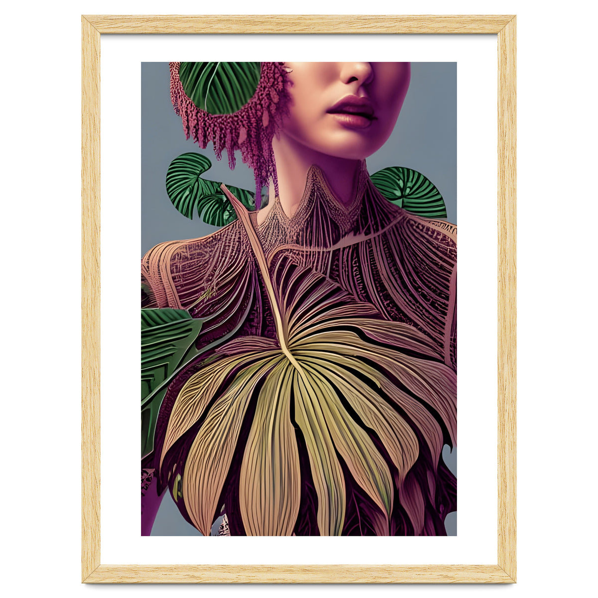 Woman in Monstera Deliciosa Leaves