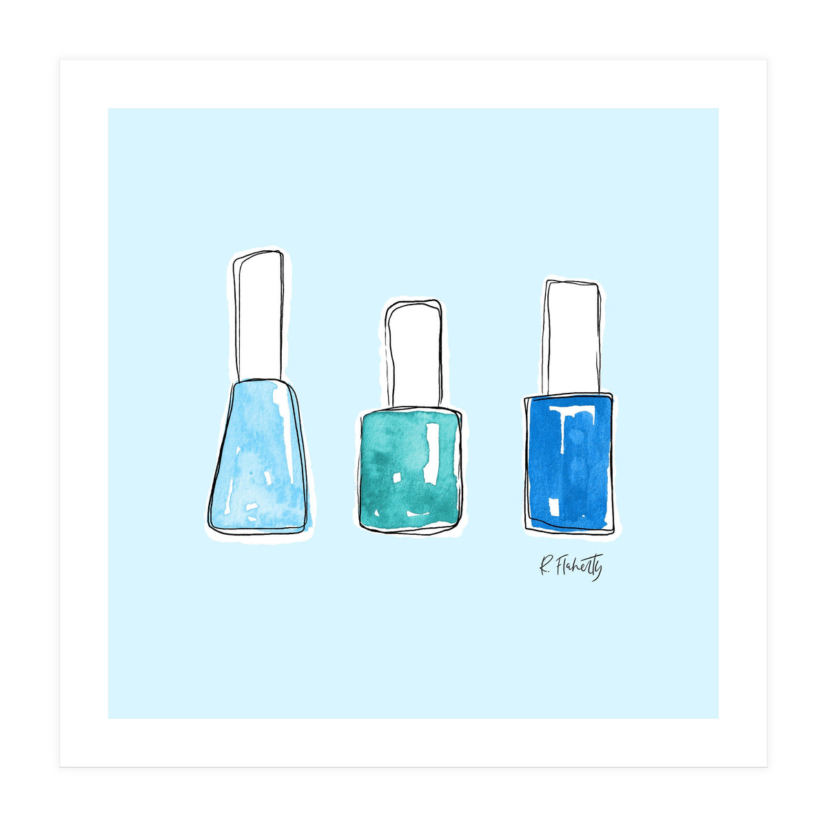 Nail Polish Watercolour | Blue (Print Only)