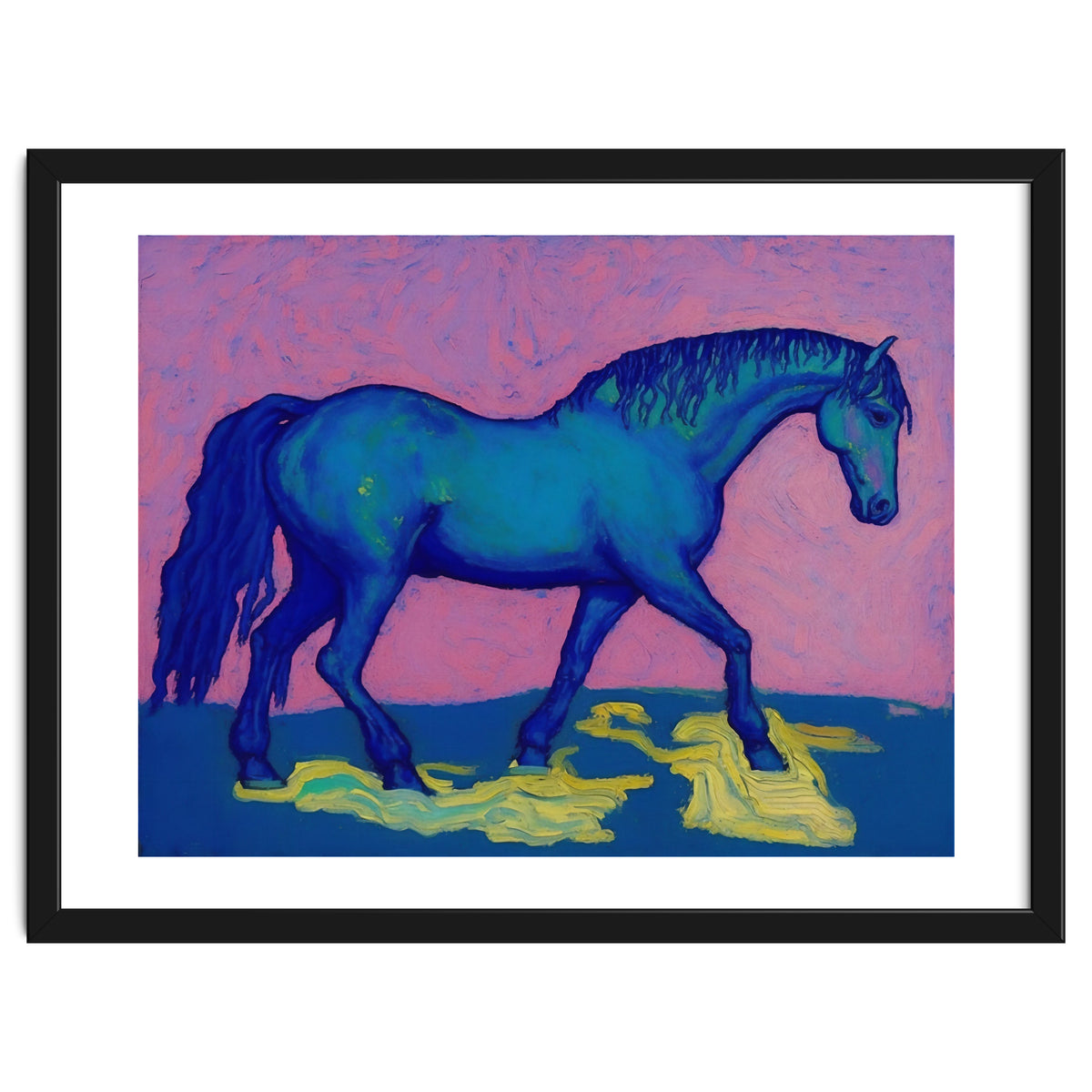 Blue Horse Abstract Painting