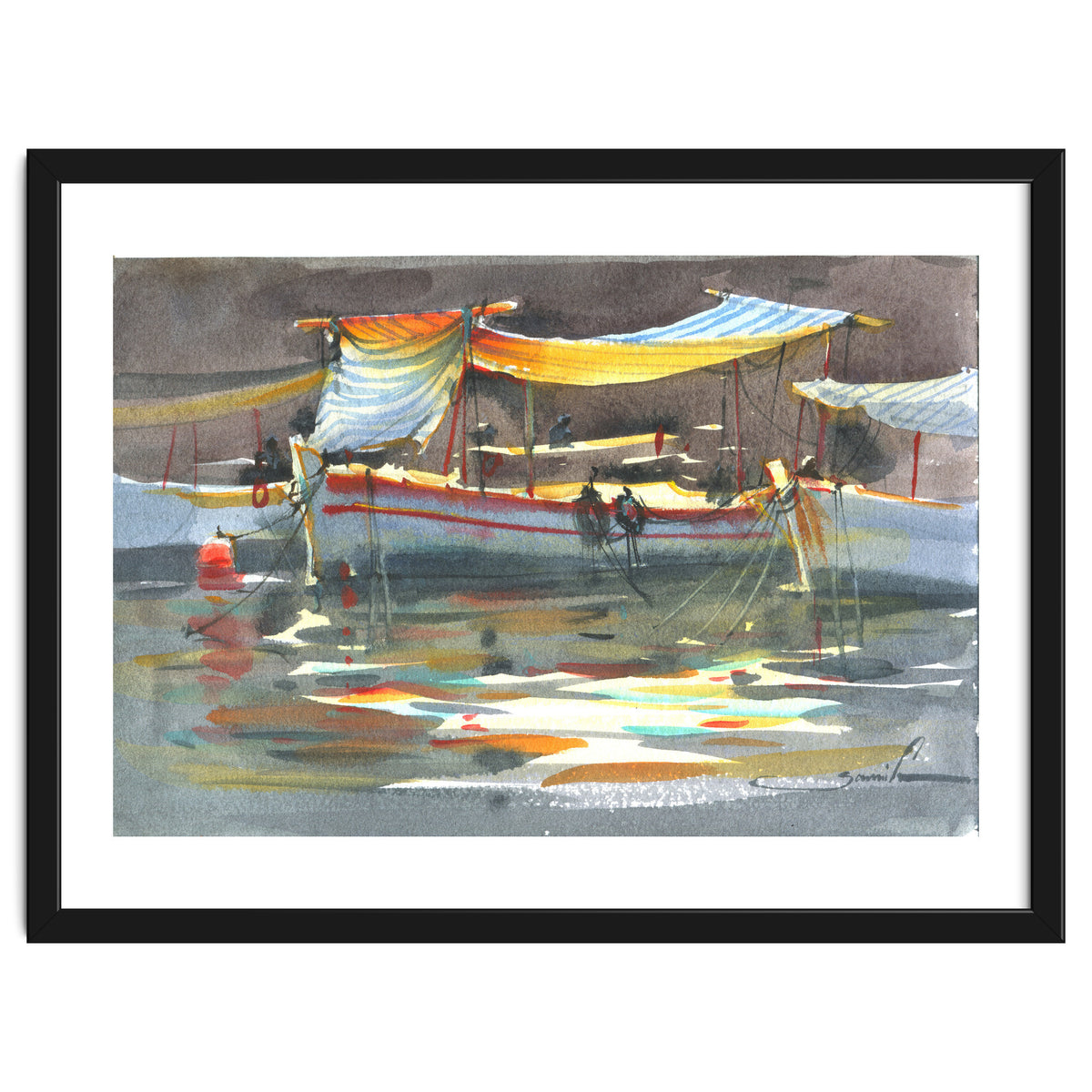 Yacht painting art watercolor