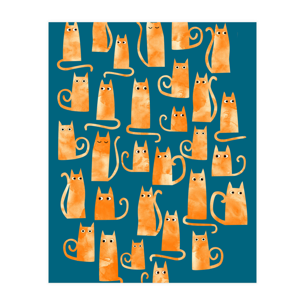 Ginger Cats Teal (Print Only)