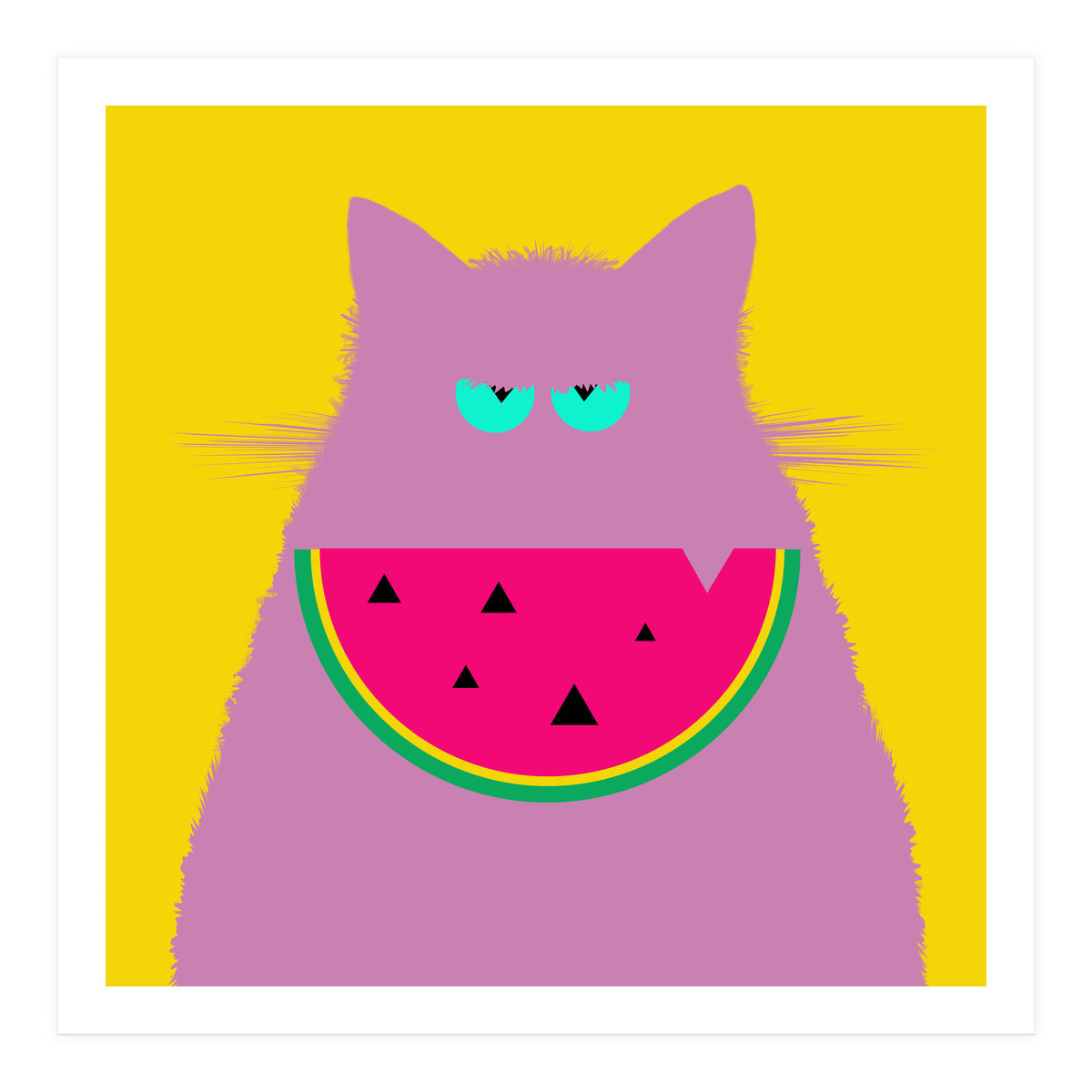 Watermelon Lilac Cat  (Print Only)