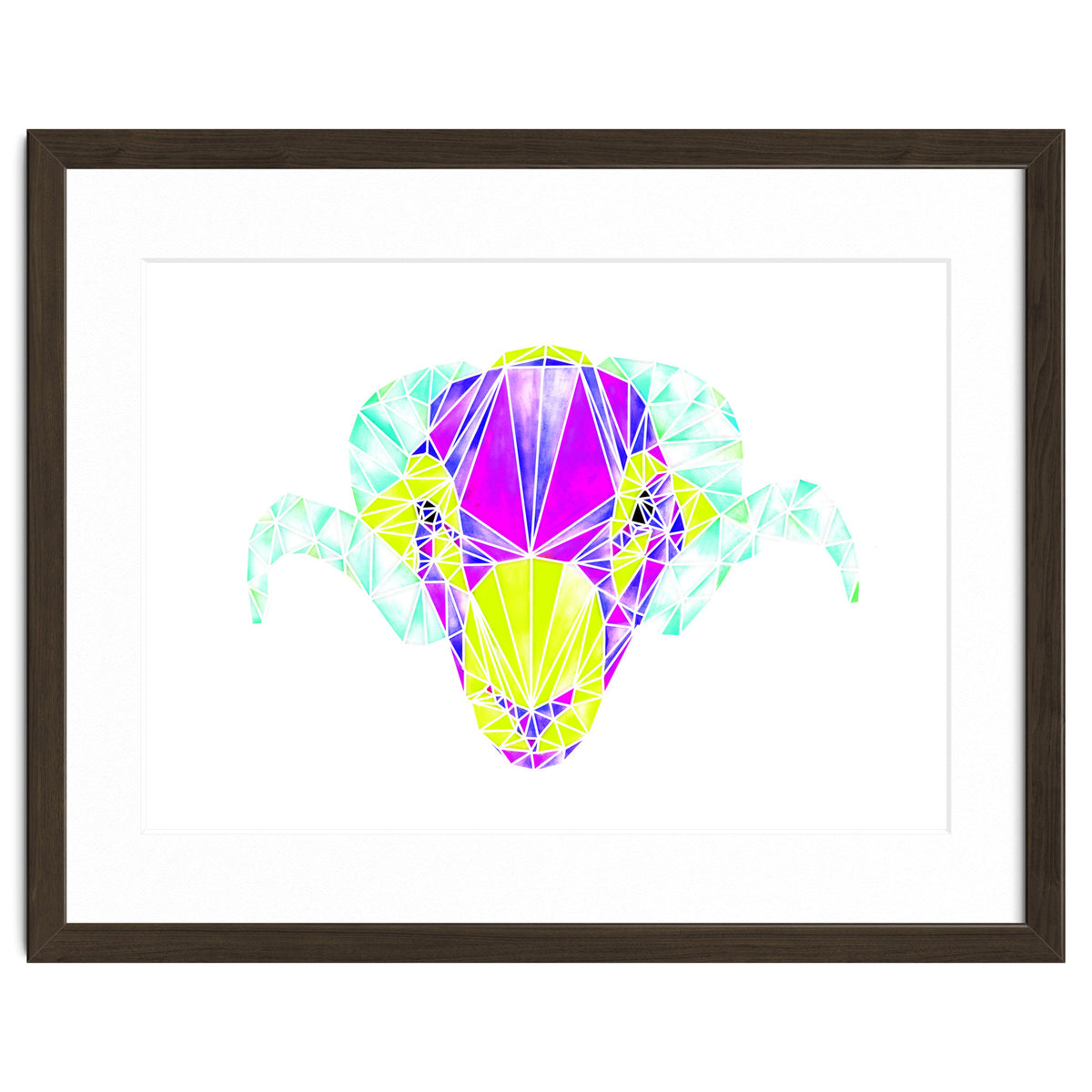 Colourful Geometric Swaledale Sheep Tup with White Lines